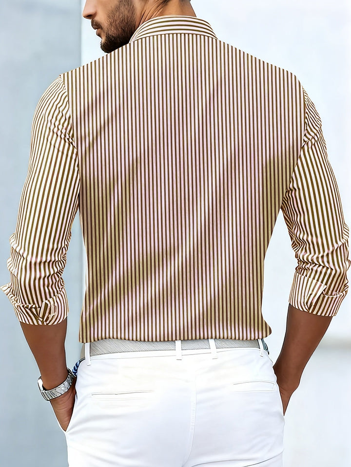 Vintage gestreept herenoverhemd met lange mouwen en used look