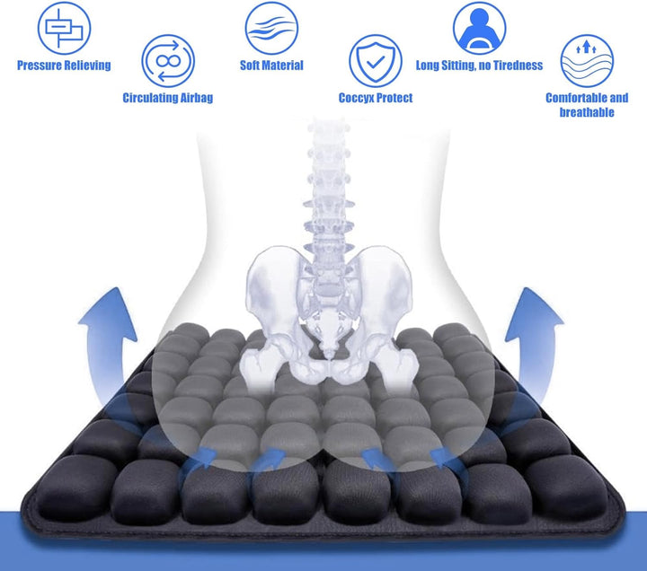Opblaasbaar Reisstoel Kussen met Ergonomische Drukverlichting – AirComfort