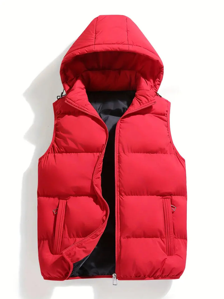 Slijtvaste gewatteerde herenbodywarmer met capuchon – Leonardo