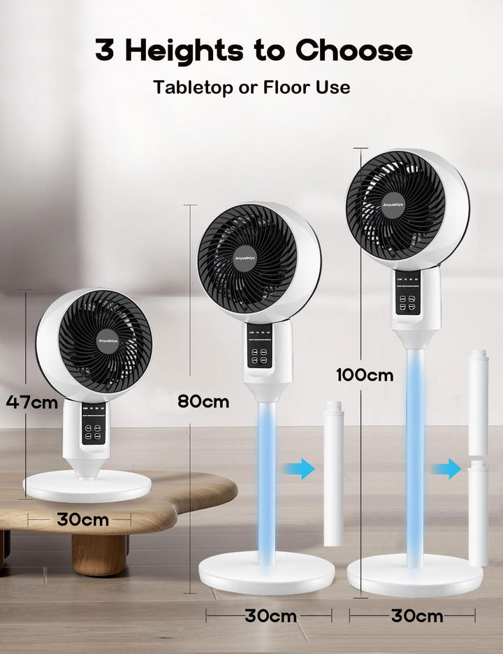 Verstelbare Staande Ventilator met 3D-Oscillatie – Aerion