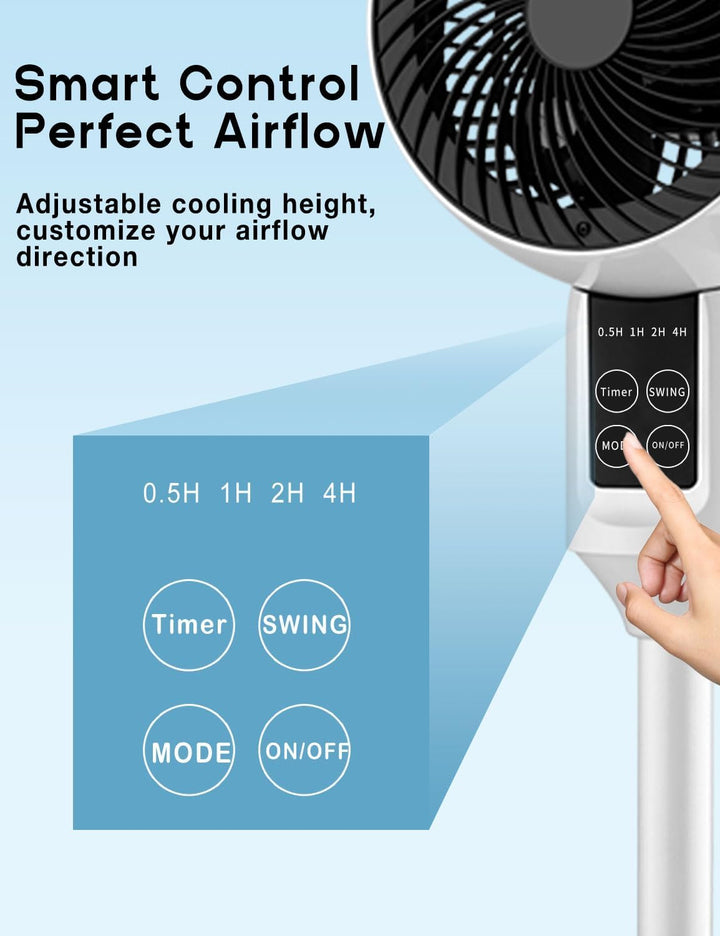 Verstelbare Staande Ventilator met 3D-Oscillatie – Aerion