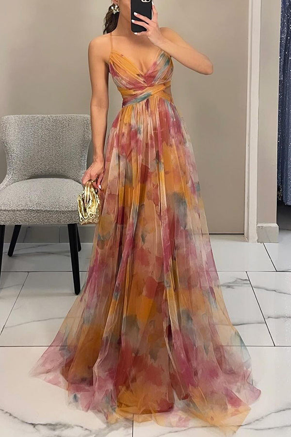 Dames Maxi Jurk Multicolor met V-Hals