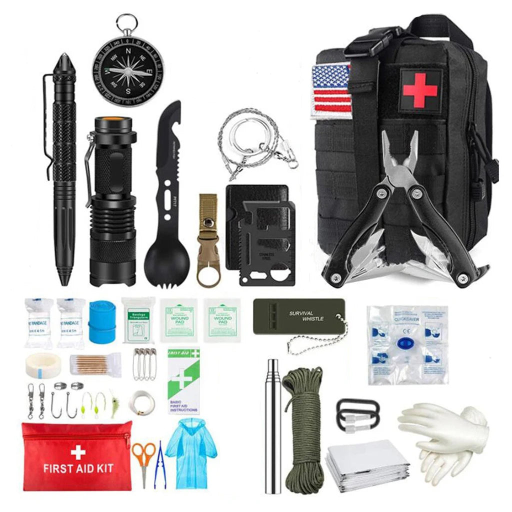 SurvivorBuddy - Complete EHBO & Survival Set met Compacte Trauma Tas voor Outdoor Avonturen