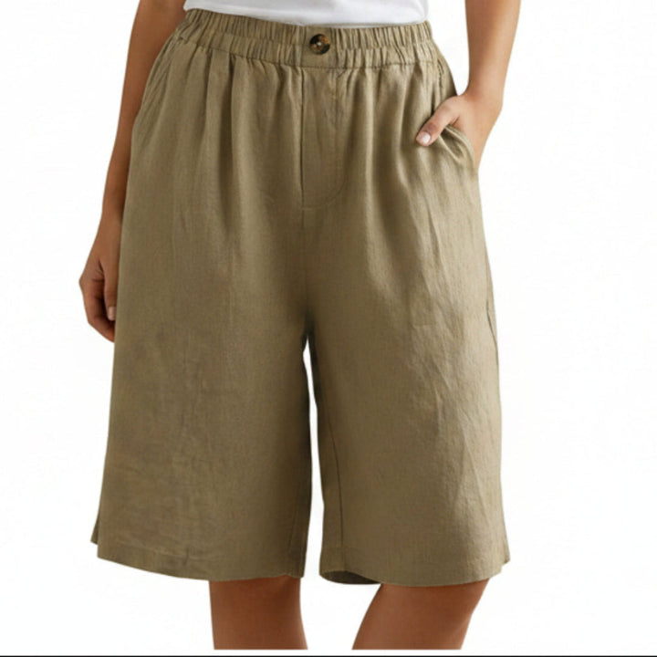 Women's Cotton And Linen Cropped Loose High Waist Shorts