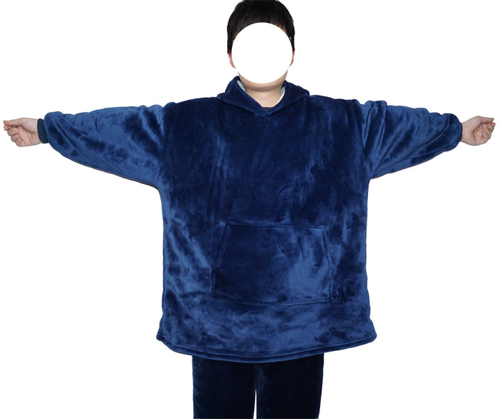 Deken hoodie van flanel met capuchon en zak – one size