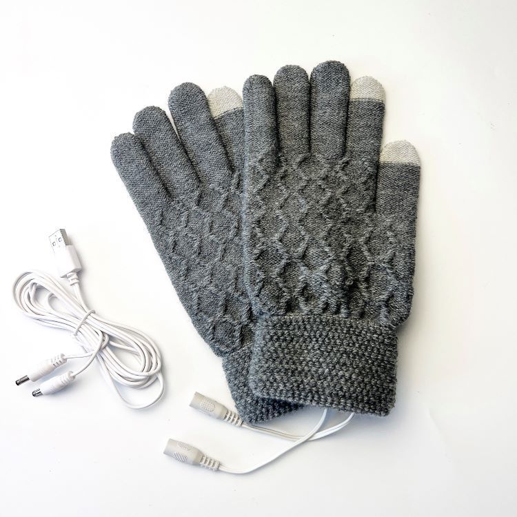 Gebreide USB-handschoenen met klep, verwarmd aan twee kanten