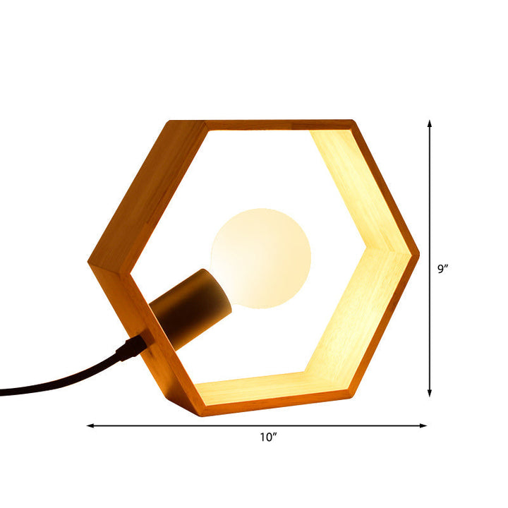 GlowHex - Moderne Houten Hexagoon Tafellamp Voor Sfeervolle Verlichting