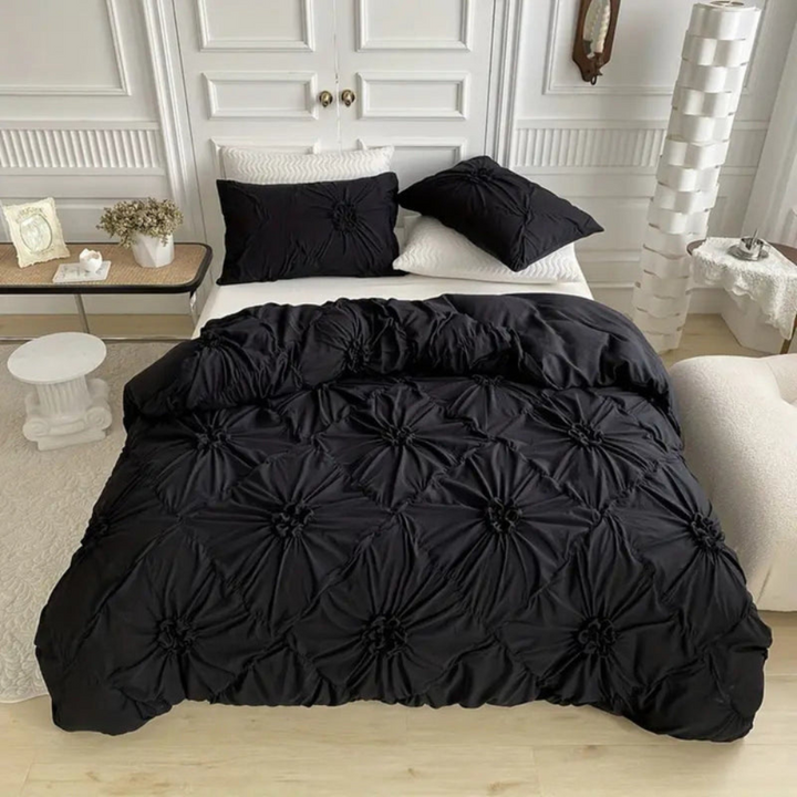 Decoratieve dekbedovertrekset met elegante ruches en plooien
