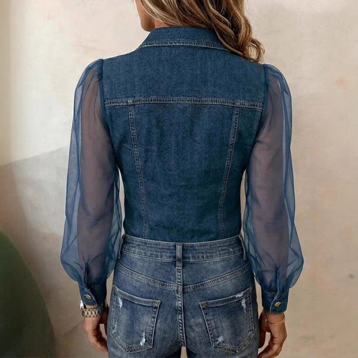 Womens V-neck Lace Long-sleeve Top