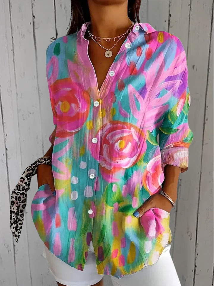 Anica-blouse met artistiek printmotief