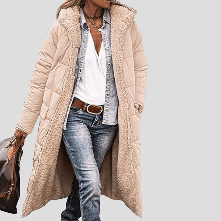 Lange omkeerbare winterjas voor dames