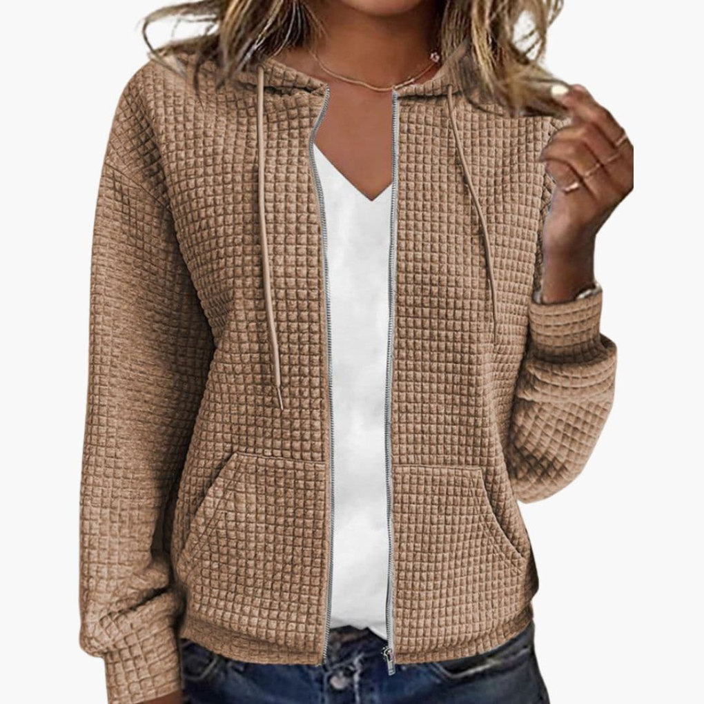 Dames Zip-Up Hoodie met Trekkoordcapuchon