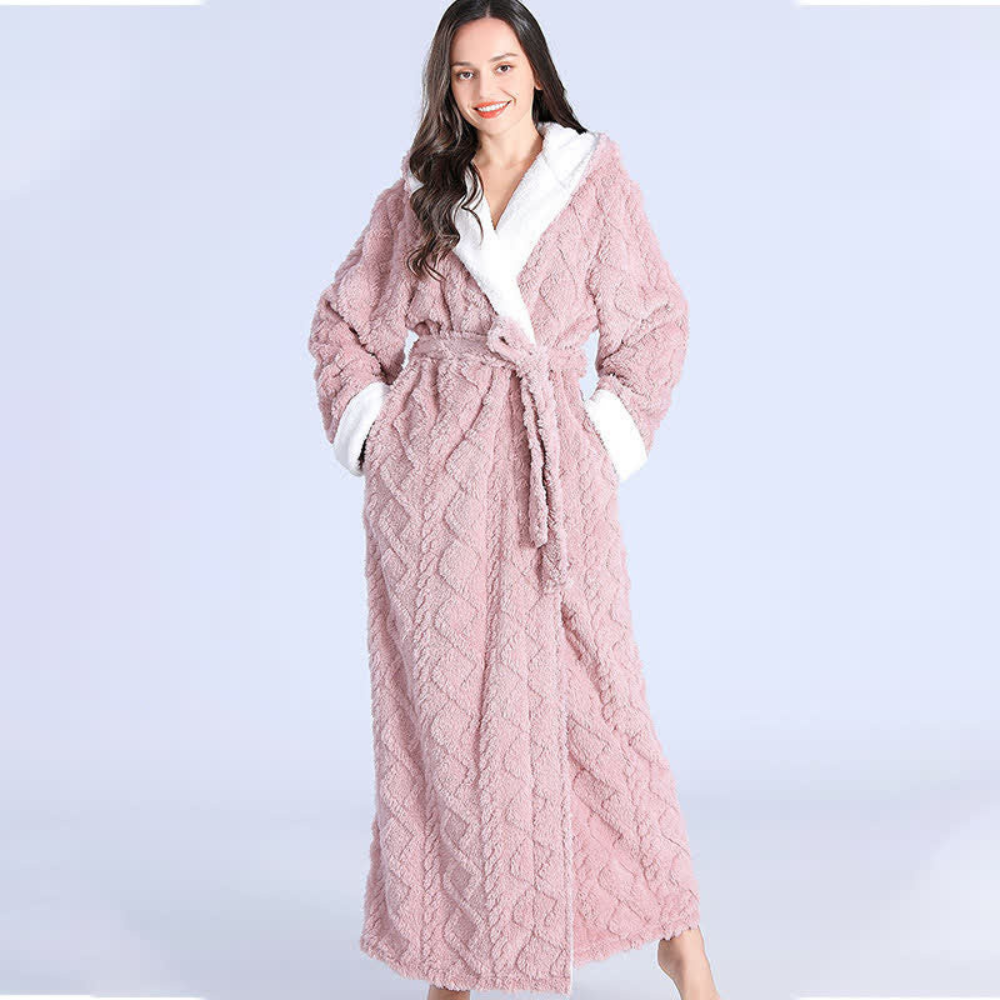 Warme badjas met capuchon, winddichte pluche ochtendjas voor comfort thuis