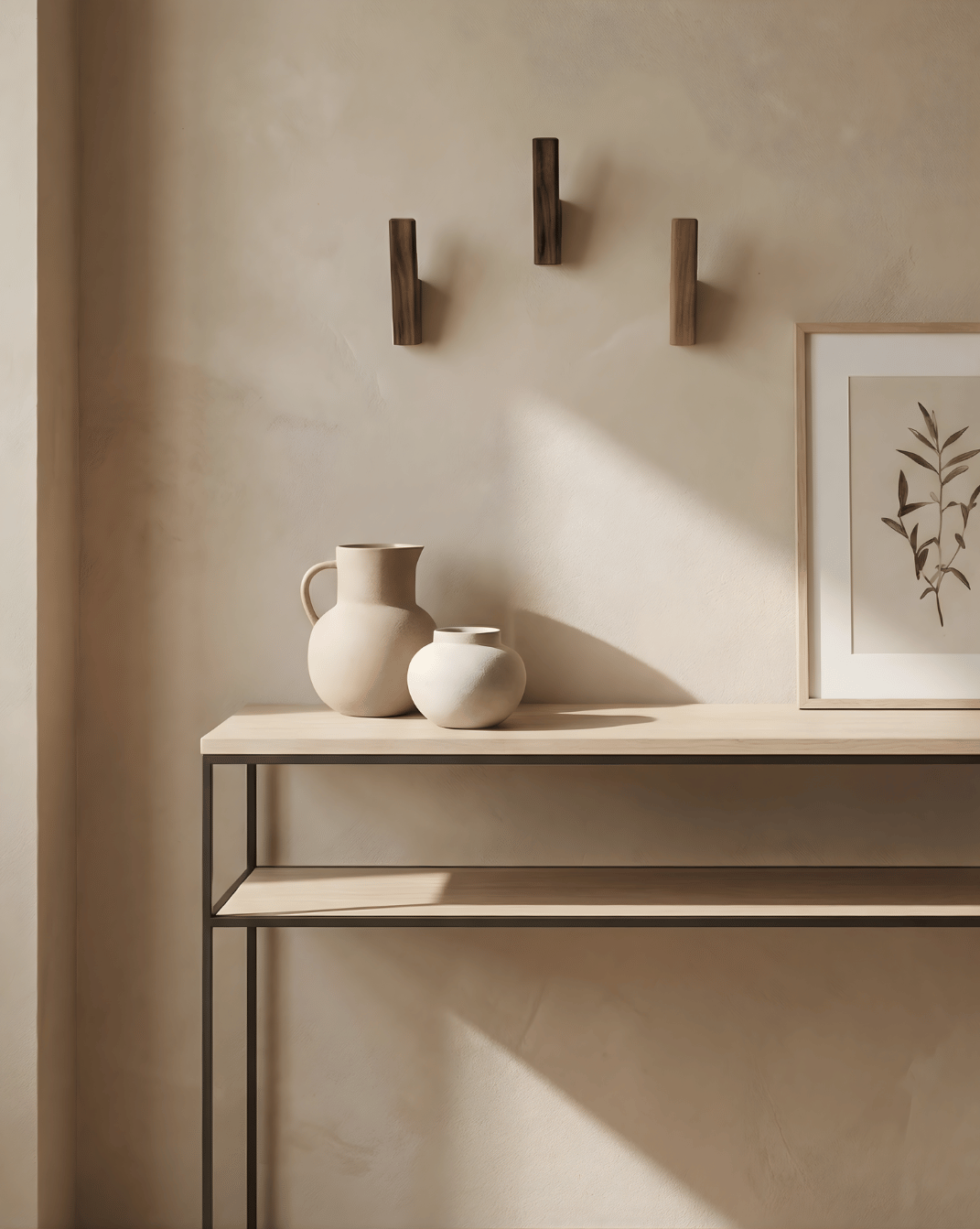 Houten kapstokhaken, set van 4 – minimalistische wandhaken voor hal en badkamer