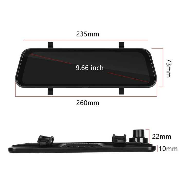 Ultra HD Spiegel Dashcam met Draadloze CarPlay & Android Auto