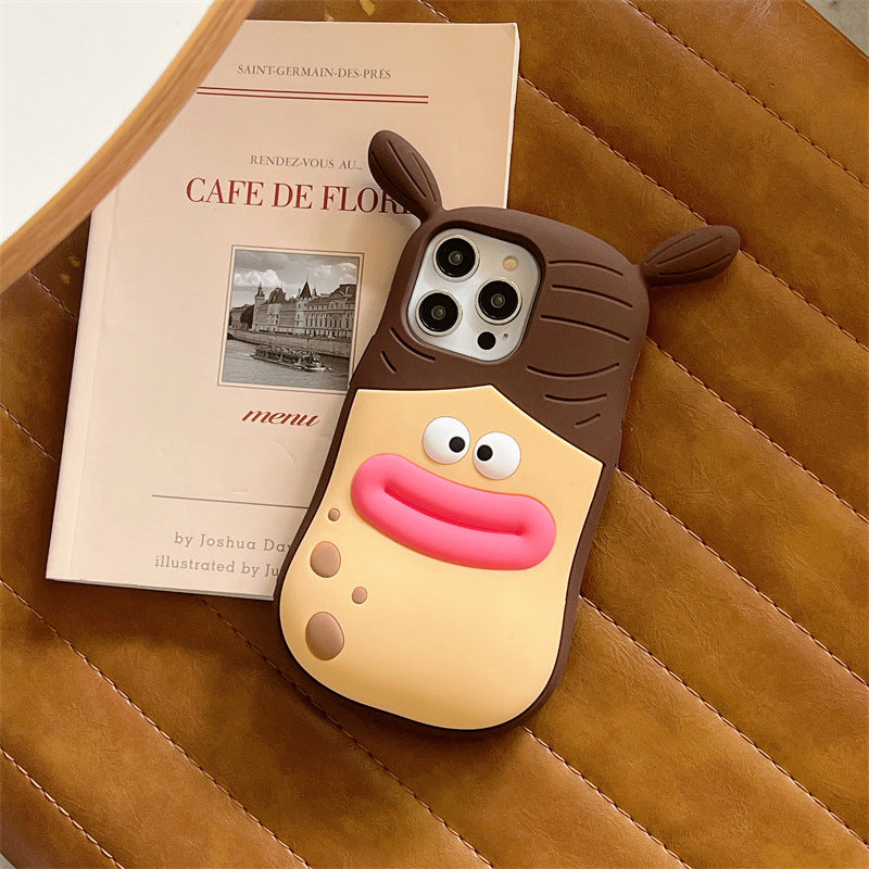 Schattig kikker-cartoon telefoonhoesje – speels 3D-ontwerp
