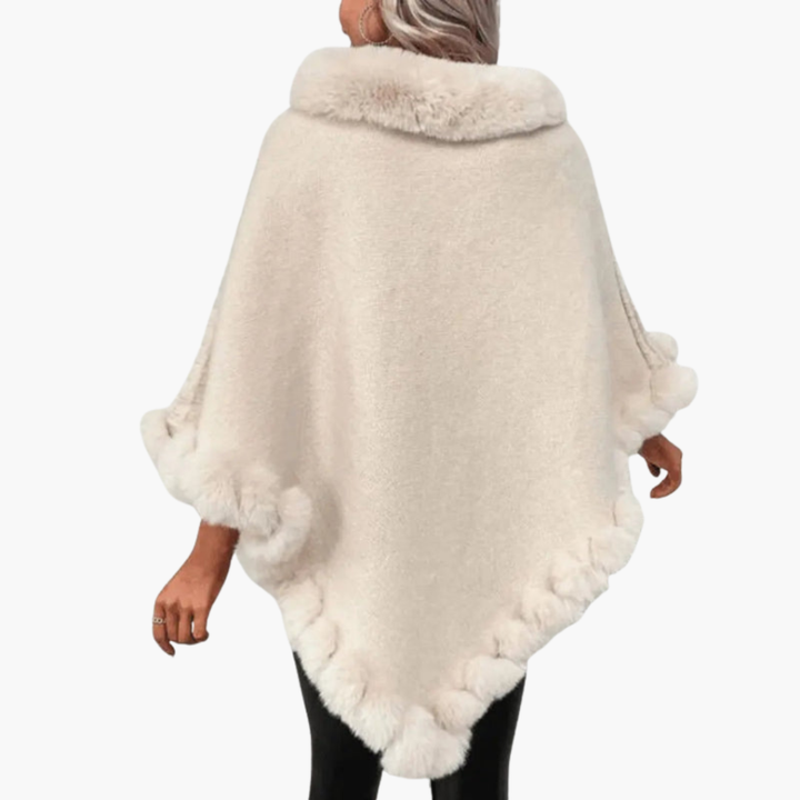 Vrouwen Trui Poncho met Neppels Trim en Oversized Pasvorm