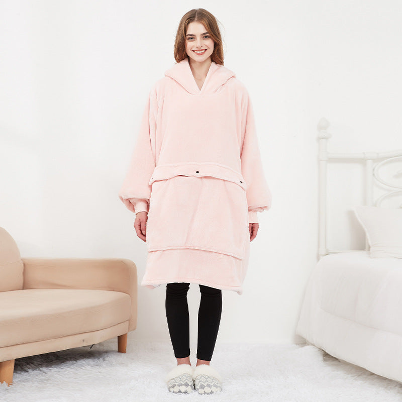 Verwarmde oversized hoodie-deken van sherpa met 3 standen