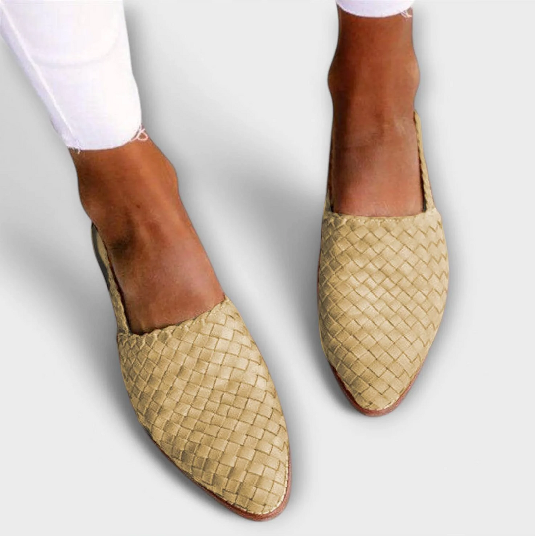 Gevlochten leren mocassins voor dames