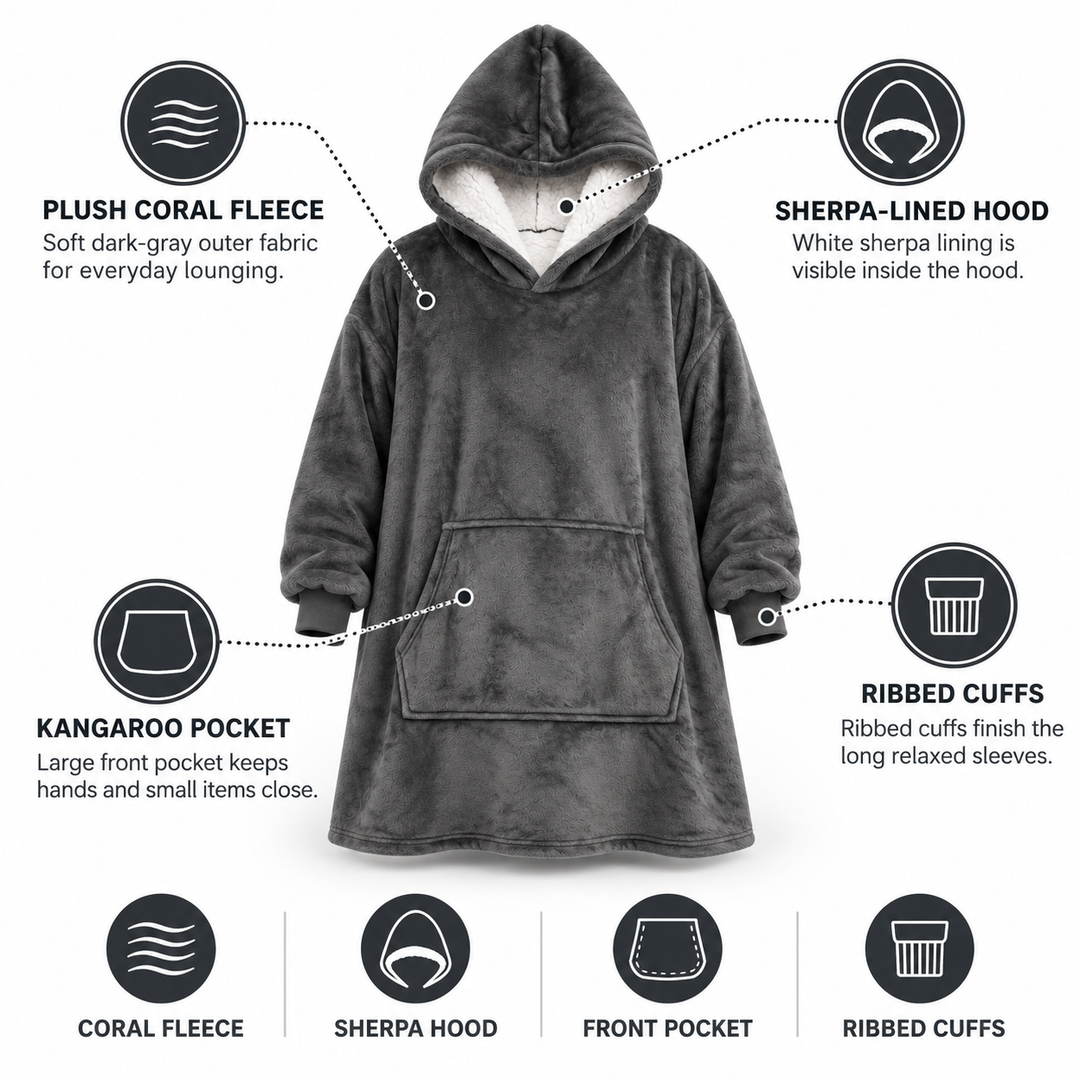 Ultrazachte oversized sherpa-hoodiedeken (met zak)