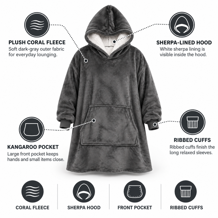 Ultrazachte oversized sherpa-hoodiedeken (met zak)