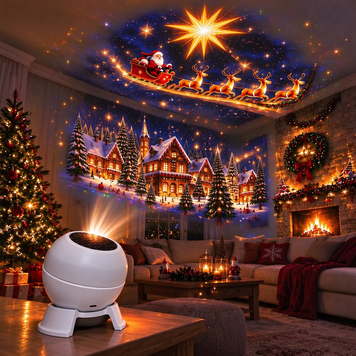 Kerstprojectie-nachtlampje voor muren en plafonds, feestelijke kamerdecoratie