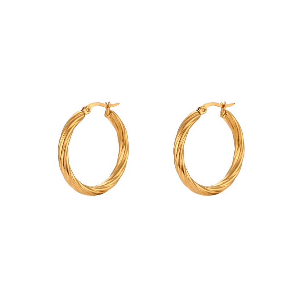 Fashionable Simple And Luxe Stainless Steel C-Shaped Earrings For Women