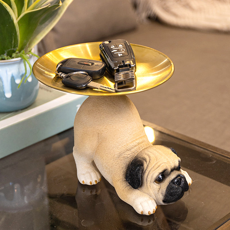 PetBuddy - Decoratieve Hond Standbeeld Met Dienblad Voor Sleutels & Accessoires