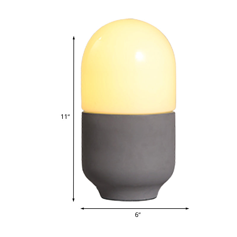 GlowLights - Moderne Grijze Bureaulamp met Minimalistisch Cementen Ontwerp en Witte Glazen Kap