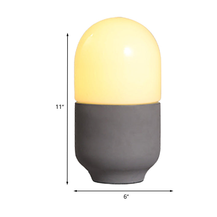 GlowLights - Moderne Grijze Bureaulamp met Minimalistisch Cementen Ontwerp en Witte Glazen Kap
