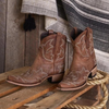 Geborduurde leren cowboy-enkellaarsjes – Dakota Herfsteditie