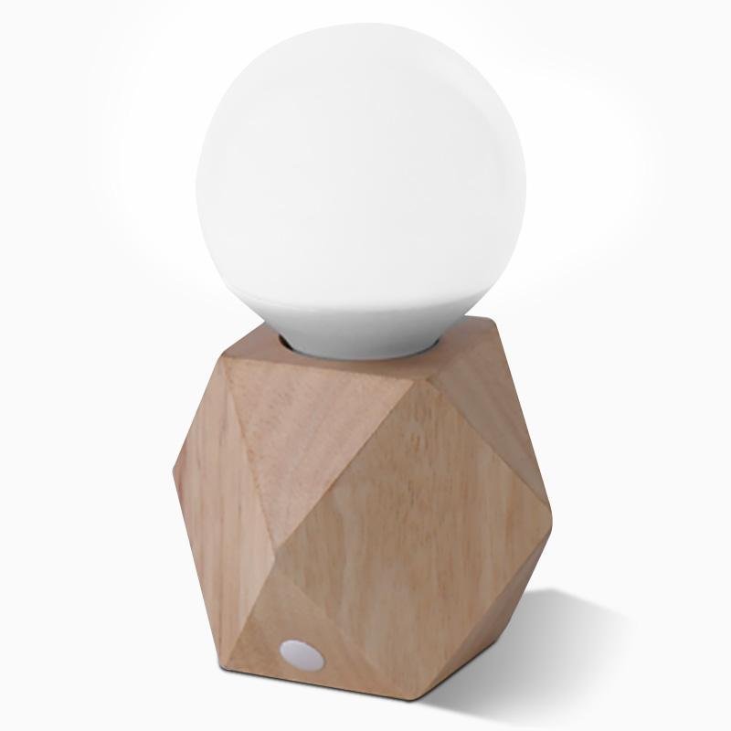 ScandiGlow – Scandinavische Tafellamp met Houten Basis, Touch & USB-Aansluiting