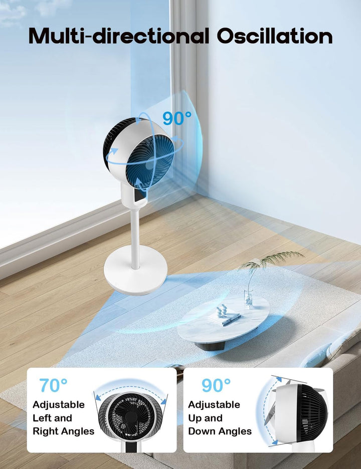 Verstelbare Staande Ventilator met 3D-Oscillatie – Aerion