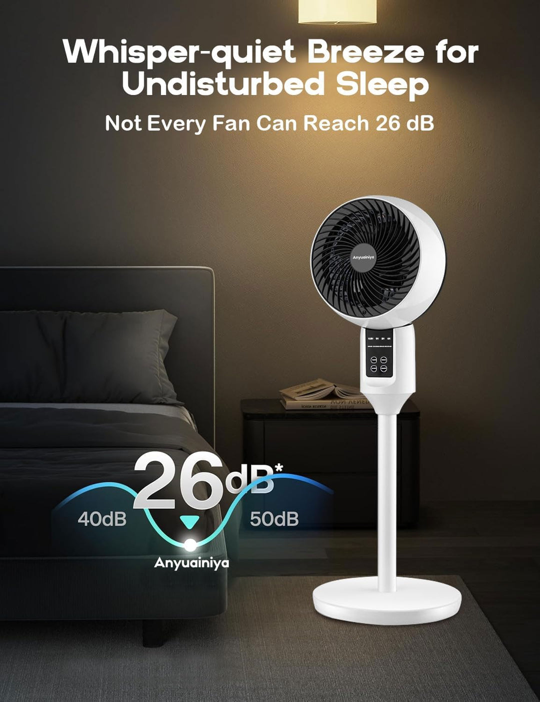 Verstelbare Staande Ventilator met 3D-Oscillatie – Aerion