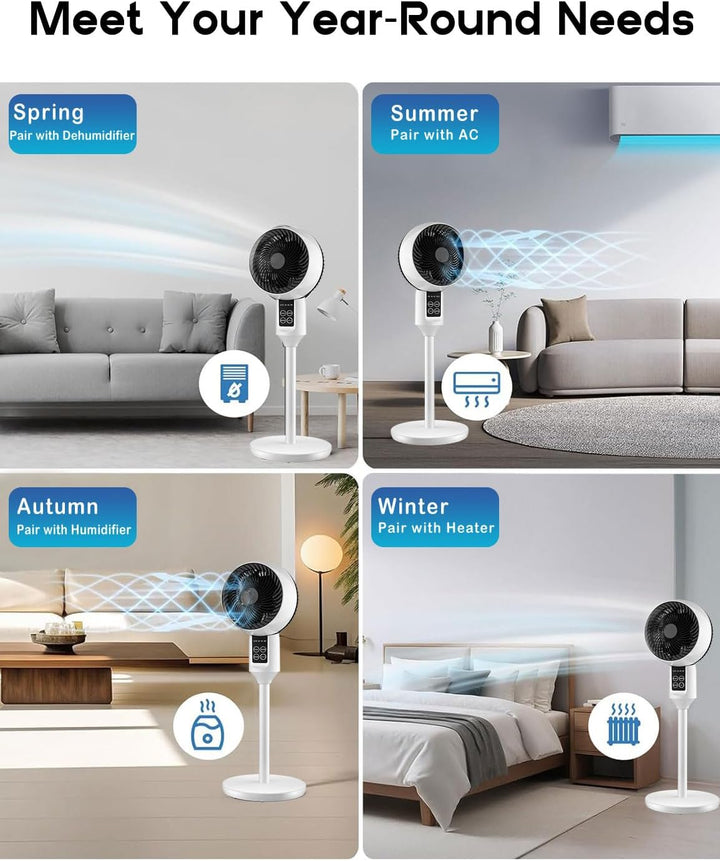 Verstelbare Staande Ventilator met 3D-Oscillatie – Aerion