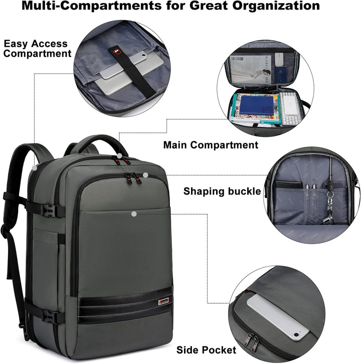 Uitbreidbare waterdichte reisrugzak van 45–55L met laptopvak van 46,5 cm