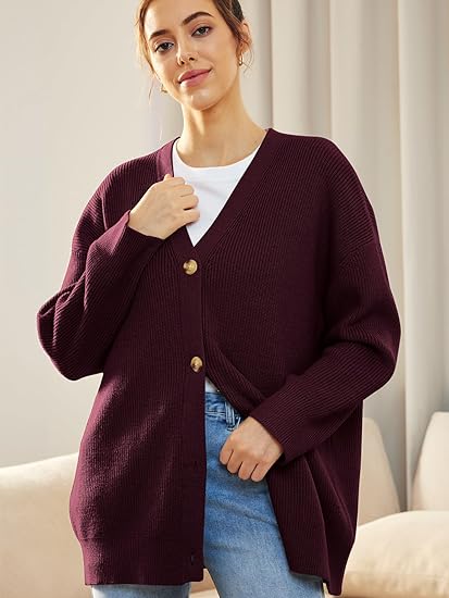 Oversized damesvest met V-hals en knoopsluiting - Aleen
