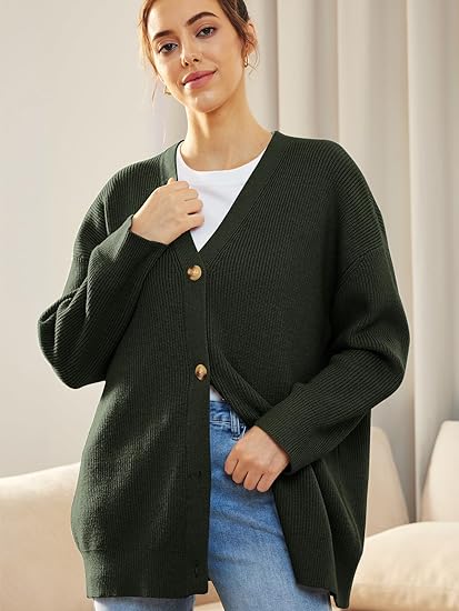 Oversized damesvest met V-hals en knoopsluiting - Aleen