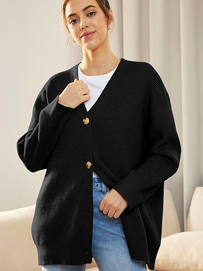 Oversized damesvest met V-hals en knoopsluiting - Aleen