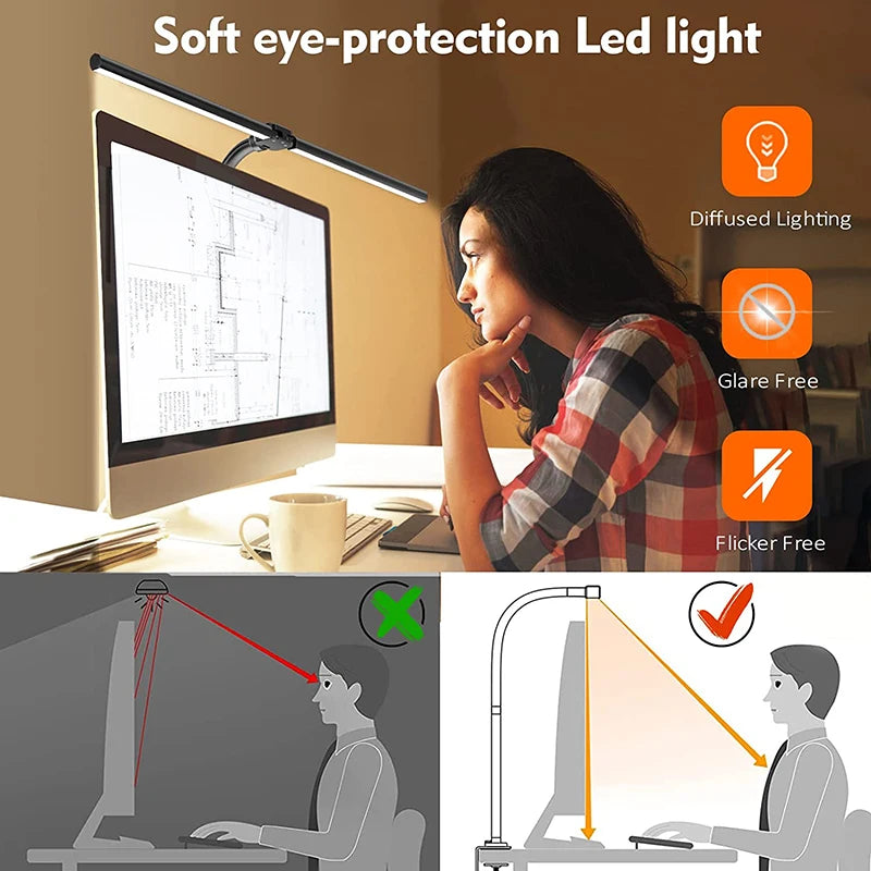 BrightGlow - Dubbele LED Bureaulamp Voor Stijlvolle Werkomgevingen
