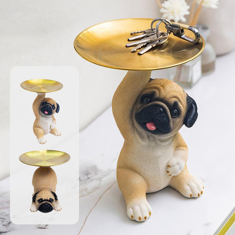 PetBuddy - Decoratieve Hond Standbeeld Met Dienblad Voor Sleutels & Accessoires