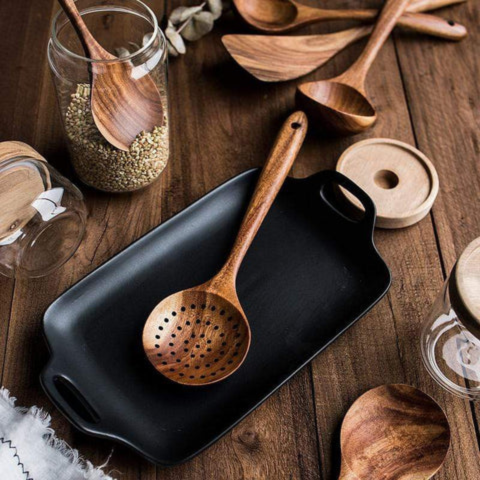 Naturéa Wood™ Utensil Set | Hittebestendig Keukengerei Vrij Van Chemicaliën