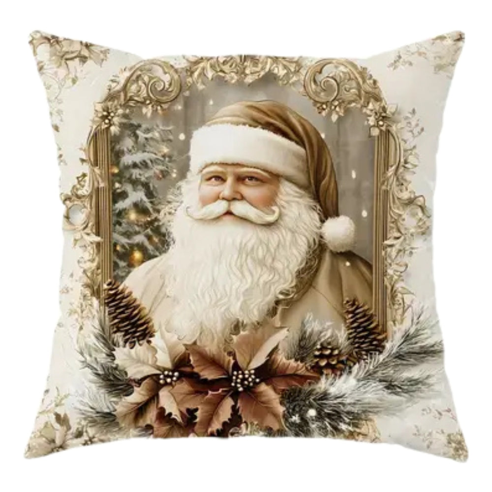 Vintage kerstkussenhoes met elegant patroon van boom en strik