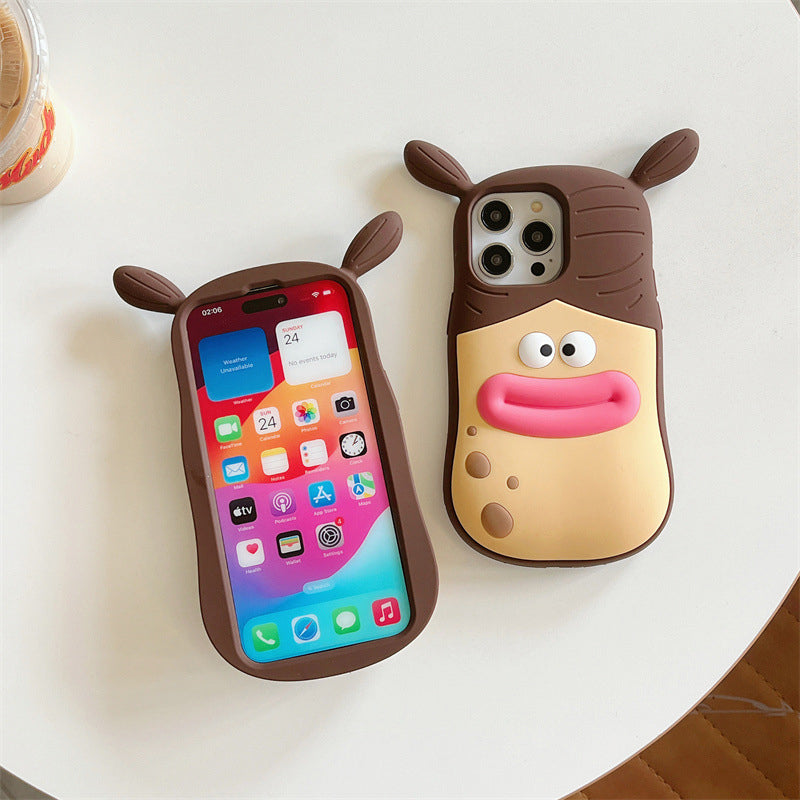Schattig kikker-cartoon telefoonhoesje – speels 3D-ontwerp