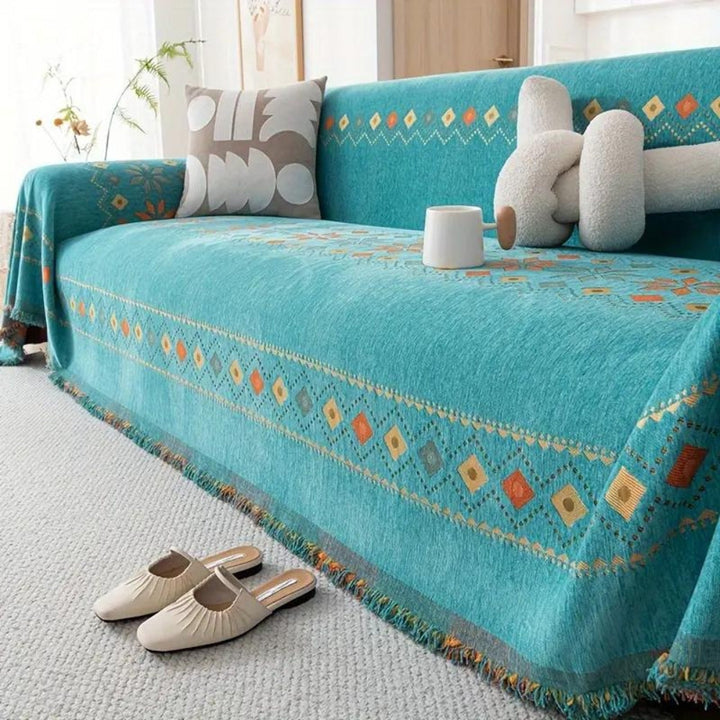 Boho bankhoes, stijlvol ontwerp met kwastjes en antislipbescherming