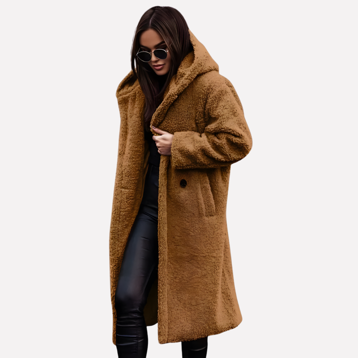 Dames Hooded Coat met Knopsluiting