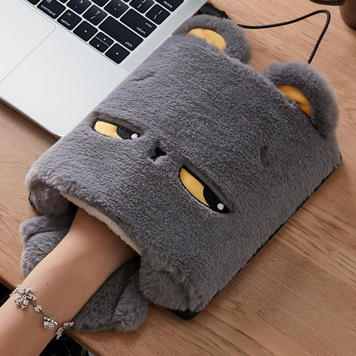 Verwarmde muismat met handwarmer van zachte fleece