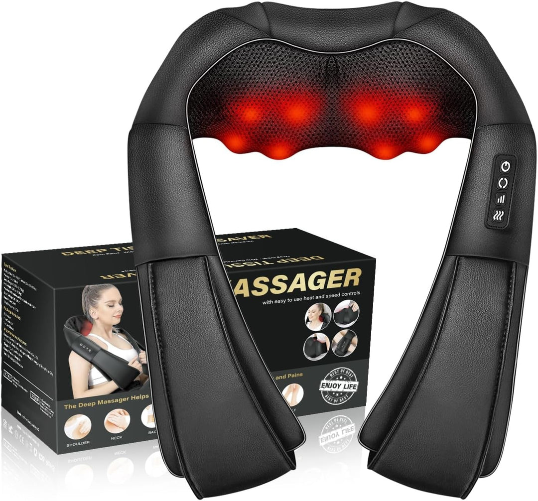 Shiatsu nekmassage-apparaat met warmte en 4 kneedkoppen