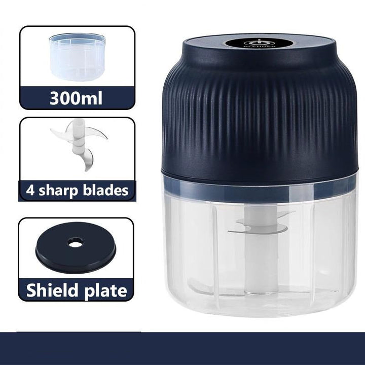 Oplaadbare USB-minihakker met 4 roestvrijstalen messen, kom van 300 ml