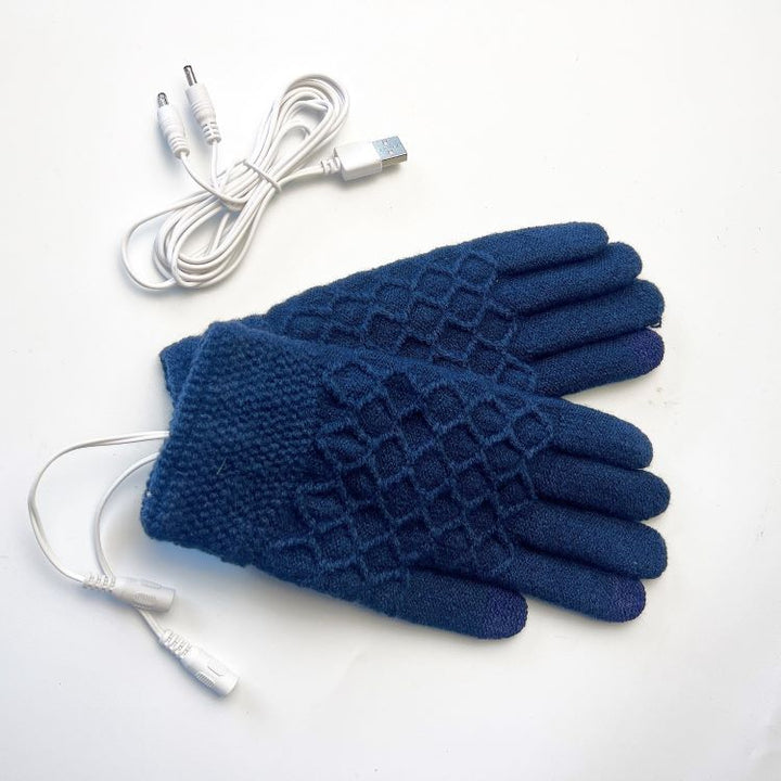 Gebreide USB-handschoenen met klep, verwarmd aan twee kanten